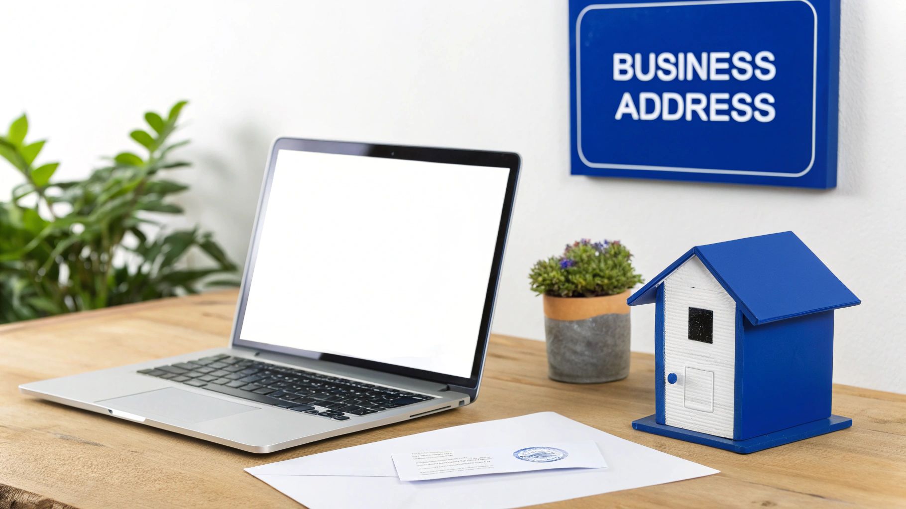 A professional-looking office front with a clear address number, symbolising a legitimate business presence.