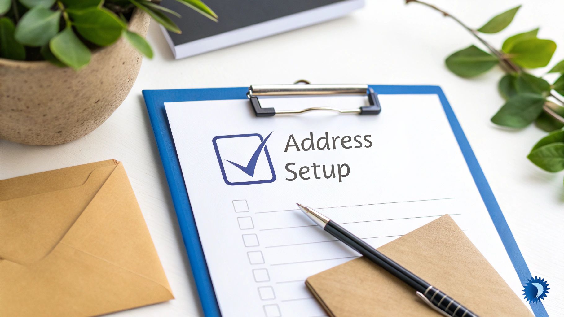 A person at a desk organising letters into separate piles, representing the process of setting up a business address.