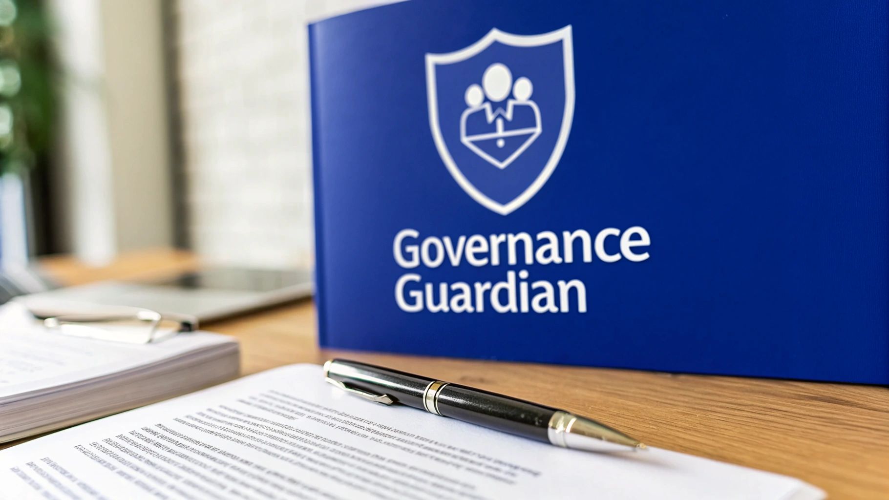 A company secretary advising a director in a modern, professional setting, symbolising guidance and compliance.